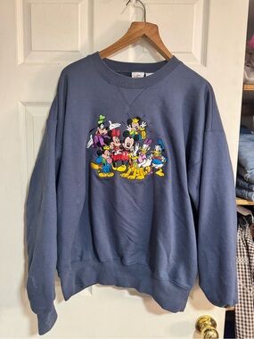 Disney Navy Crewneck Sweatshirt with Classic Character Embroidery